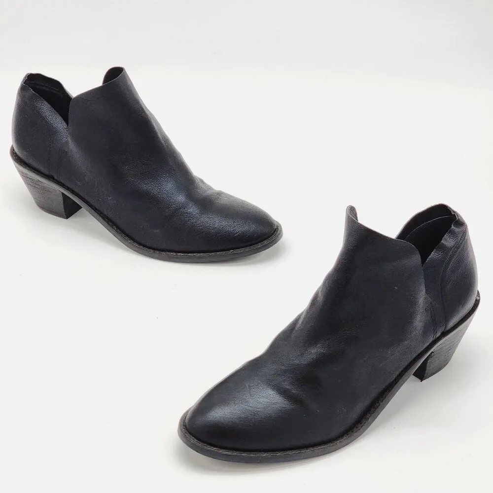 Kelsi Dagger Kenmare Leather Low Cut Heeled Ankle Boots Booties Black Size 8